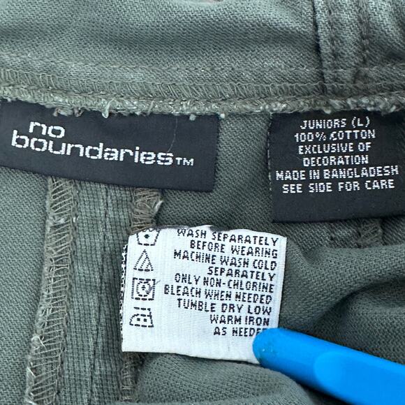 No Boundaries Long Utility Jacket Jr Large Coat Military Green Y2K Grunge EUC - Picture 8 of 9